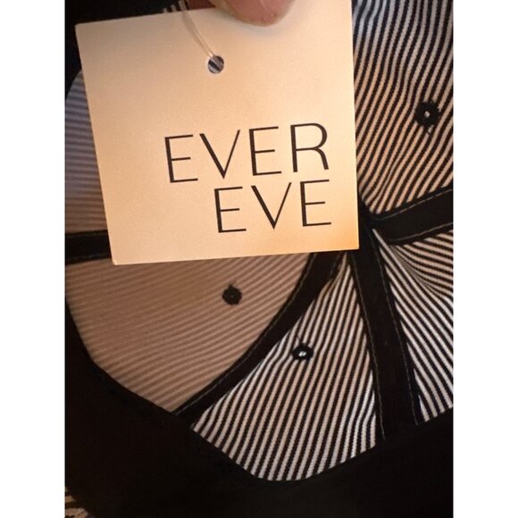 NWT Evereve Navy White Striped Baseball Cap Hat Adjustable - Picture 6 of 7